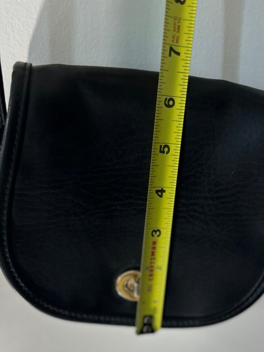Vintage 90s Daniella Bag Black Leather Mini Crossbody Purse Gold Turn Lock - Picture 9 of 10